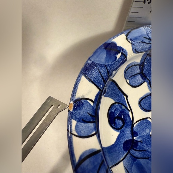 Vintage Signed Studio Art~Charming Blue and White Pedestal Bowl or Trinket Dish - Picture 9 of 13